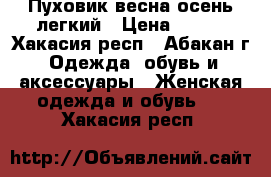 Пуховик весна-осень легкий › Цена ­ 500 - Хакасия респ., Абакан г. Одежда, обувь и аксессуары » Женская одежда и обувь   . Хакасия респ.